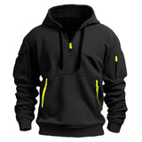 Riolio New Multi Pocket Zipper Fleece Hooded Casual Shirt for Men and Women Plus Size Loose Pullover Fashion Sweatshirt top