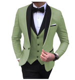 Riolio  Solid Men's 3 Pieces Wedding Suit One Button Shawl Lapel Jacket Vest Pants Dinner Groom Tuxedos Slim Fit Formal Business Suits