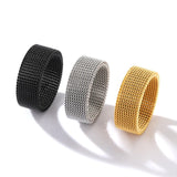 Riolio New 8mm Wide Stainless Steel Rings Titanium Couple Rings Deformable Mesh Accessories for Women Men Jewelry Wedding Gift