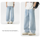 Riolio  Men's Jeans American Loose Wide-leg Loose Straight Casual Trousers Street Hip-hop Baggy Jeans Black Grey  Blue Streetwear Men