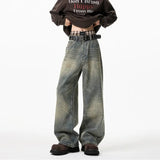 Riolio Mens Loose Straight Wide Leg Jeans Distressed Washed Vintage Oversized Floor Length Denim Pants Casual Streetwear Trendy