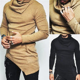 Riolio Unbalance Hem Pocket Long Sleeve Hoodies Mens Sportswear Basketball Jerseys Autumn Mens Turtleneck Sweatshirt Tops 5XL