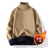 Riolio black turtleneck outfit Men New Sweater Autumn Winter Knitted Turtleneck Thick Fleece Inside Solid Color Pullovers Men Casual Sweater Pullovers