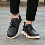 Riolio  Men's Shoes PU Fabric Spring and Autumn Brown Men's Casual Shoes Black Comfortable Classic Walking Shoes Flat Bottom