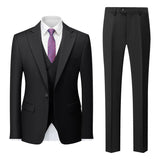 ( Jacket + Vest + Pants ) Solid Color Office Business Formal Men's Suit Three Piece Set Groom Wedding Dress Party Tailcoat