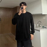 Riolio Warm Henry Collar Long Sleeve T shirt For Men Spring Autumn Casual Mens T-shirts Unisex Tee Tops Classic Clothes Men's T-Shirts