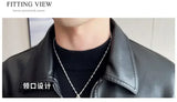 Riolio Windproof Stand Collar Zipper Cardigan Leather Jacket Motorcycle Leather Coat PU Leather Business Leather Jackets Men's Fashion