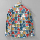 Riolio  Spring Printed Long Sleeve Shirt Men Casual Geometric Colorful Hong Kong Style Jacket
