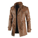 Riolio New High Quality Jacket Men's Street Windbreaker Coat Men Leather Clothing Thick Jacket Fleece Men Casual Jacket PU
