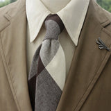 Riolio  2pcs Neck Tie Set Cotton Brown Striped Neck Ties For Men Women Girls Casual Style Shirt Accessories Brooch Black Plaid Neckties