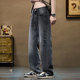 Riolio Men's Baggy Straight-Leg Denim Pants | Business Casual Wide-Loose Fit Jeans for Spring/Autumn All-Season Styling