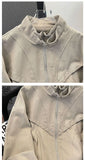 Riolio American Cityboy Jacket Wash Canvas Deconstructed Stand Collar Coat Design Sense Top Spring Autumn Korean Trend Bomber Jacket