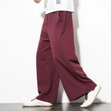Riolio  Chinese Style Men Spring and Summer Loose Cotton Linen Wide-leg Sports Harlen Straight Casual Pants