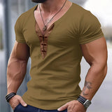 Riolio  Summer Men Slim T-Shirts Short Sleeve V Neck T Shirt Man Casual Gym Tops Running Tees Football Basketball Shirts Male Clothes