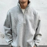 Riolio Autumn Men's Half Zipper Design Sweatshirts New Y2K Vintage Stand Collar Pullover Hoodies Korean Fashion Casual Tracksuit