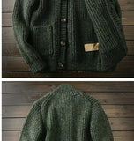 Riolio American High-end Knit Cardigan Men's Stand Collar Sweater Cardigan Korean 2025 New Spring Autumn New Sweater Button Jacket Chic