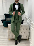 Riolio  Green Casual Shawl Lapel Suit Jacket Man Party Prom Wear Engagement Sets Spring Autumn Full Sleeve Men's Suits Set For Trip