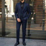 Riolio  Jacket Vest Pant Men Suit Black 3 Pieces Single Button With Lapel For Wedding Groom Birthday Banquet Party Business Work Office