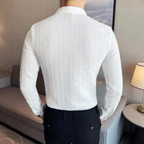 Riolio  Stretch Plaid Design Versatile Jacquard Shirt Men's Slim-fit Korean Style Casual Long-sleeved Versatile Shirt