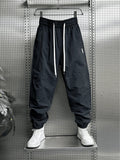 Riolio  Summer Fashion New Men Breathable Casual Trousers Loose Tying Feet Versatile Simple Solid Color Harem Pants