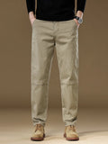 Riolio  97% Cotton Men's Cargo Pants Retro Splicing Work Straight Jogger Trousers Fall New Loose Casual Brand Pants Khaki Grey