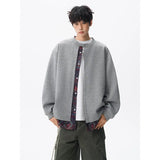 Riolio  Jacket men Stand Up Collar Single Breasted Fake Two Piece Jacket Autumn Thin Ethnic Print Patchwork Mens Outerwear Coat men new