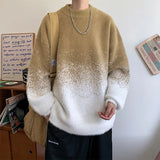Riolio  New Popular Plush Gradient Sweater Autumn Winter High Street Casual Round Neck Knitted Sweater Men's Soft Lazy Pullover 4 Colors