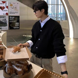 Riolio  Korean Fashion Men Cardigan Light Luxury Knitted O Neck Long Sleeve Sweater Coats  Autumn Leisure Premium Jacquard Knitwear