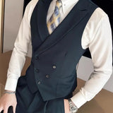 Riolio Japanese High-end Smart Casual Vest Men's Vest Pants Set Korean Elegant Wear 2025 Summer New Blazer Vest Aesthetic Waistcoat