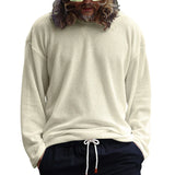 Riolio Spring And Autumn Korean Style Sweater Men's Casual Loose Plus Size men's Clothing Waffle Fabric Crew-neck Long-sleeved Pullover