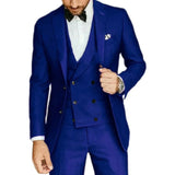 Riolio  Formal Elegant Men Suit Slim Fit 3 Piece Blazer Vest Pants Sets Tuxedo Set for Wedding Double Breasted Notched Lapel Men Suit