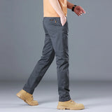 Riolio  Men's High Quality Pure Cotton Classic Solid Color Casual Pants Business Stretch Cotton Slim Straight Brand Trousers Male
