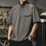 Riolio  Retro Men's Short-sleeved T-shirt Design Niche Hot Ice Silk Polo Shirt Trendy Brand Handsome Work Shirt
