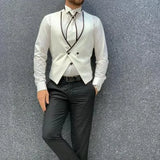 Riolio  Men's 3 Piece Tuxedo Suit Set with Shawl Lapel Blazer Vest And Pants High Quality Regular Fit for Wedding Business Prom