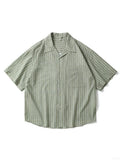 Riolio  Spring and Summer New Men's Short Sleeved Floral Shirt Cardigan Hawaii Style Loose Men's Short Sleeved Shirt