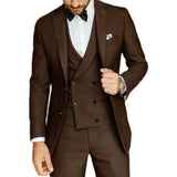 Riolio  Formal Elegant Men Suit Slim Fit 3 Piece Blazer Vest Pants Sets Tuxedo Set for Wedding Double Breasted Notched Lapel Men Suit