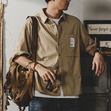 Riolio  American Casual Work Shirt Men Short-sleeved Summer Trendy Japanese Half-sleeved Cardigan Loose Jacket