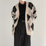 Riolio FALL FASHION MEN Dark Icon Cardigan Sweater Men Oversized Geometric Sweater for Men Autumn Vintage Outwear Mens Sweaters Knitwear