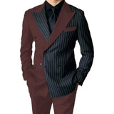Riolio  Luxury Men's  Striped Suits Slim Fit Peak Lapel 2 Pieces Blazer and Pants Set for Wedding Prom  Evening Party