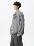 Riolio  hoodie Men Solid Color Round Neck Sweatshirt Long Sleeve Pullover Soft Comfortable Crewneck Sweatshirt For Autumn Casual Wear