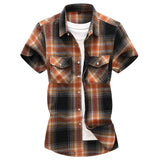Riolio  Summer Hot Sale Of The Season Men's Checkered Shirt Short Sleeve Large Size Trendy Youth Casual Korean Style Fashionable Double