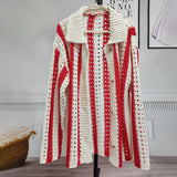 Riolio  Fashion Stitching Contrast Knitted Cardigan Men's Lapel Collar Niche Design Retro Sweater Unisex Coat Versatile Striped Knitwear