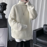 Riolio Autumn Winter Mens Casual Turtleneck Pullover Men's Long Sleeve Rollneck Sweater Korean Style Fashion Warm Knitted Sweater