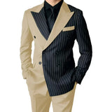 Riolio  Luxury Men's  Striped Suits Slim Fit Peak Lapel 2 Pieces Blazer and Pants Set for Wedding Prom  Evening Party