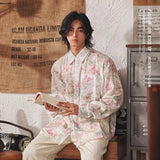 Riolio Floral Shirts Men Casual Breathable Handsome Long Sleeve Tops Spring Autumn Fashion Pockets All-match Ulzzang Daily Aesthetic