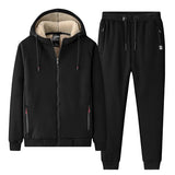 Riolio Winter Soild Color Men's Sets Thick Fleece Two Pieces Set Mens Set Warm Cashmere Tracksuit Outerwear Casual Brand Clothing