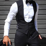 Riolio  Black Men Vest for Wedding Groom One Piece Slim Fit Suit Waistcoat Solid Color Male Fashion Coat