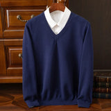 Riolio  Super Cashmere Sweater Men Thick Pullover Autumn Winter Warm Classic V-neck Clothes Male Jumper Jersey Hombre Pull Homme 4XL