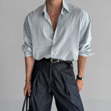 Riolio Spring Autumn New Fashion Turn-down Collar Long Sleeve Striped Blouse Men's Clothing Button Sunscreen Breathable Trend Shirts
