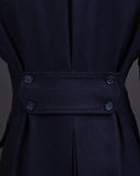 Riolio  Navy Blue Men's Suit One Piece Long Coat Double Breasted Peaked Lapel Business Overcoat SlimWedding Groom Tailored Costume Homme